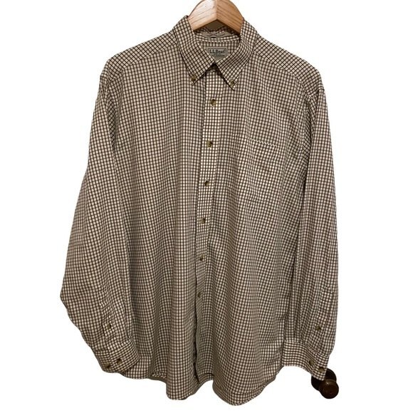 L.L. Bean Wrinkle Resistant Plaid Long Sleeve Button Down Men’s Size Large - Picture 1 of 8